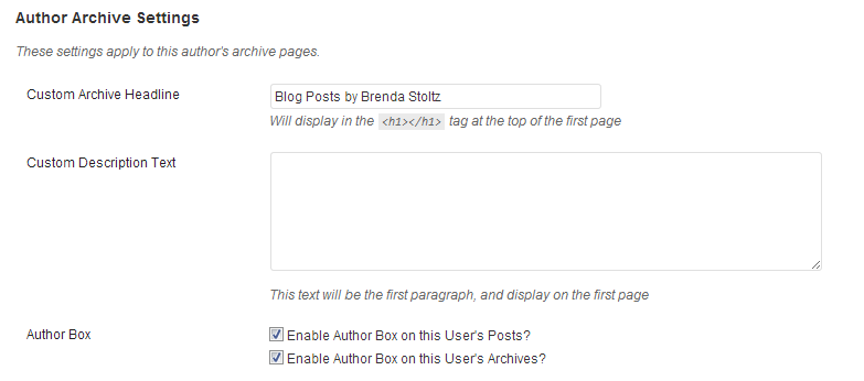 AuthorBox WordPress Author Archive Settings