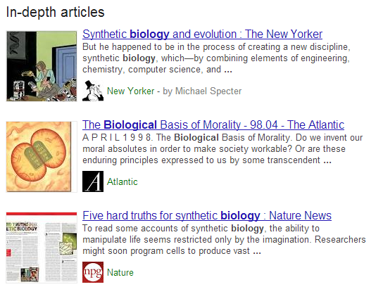 Google In-Depth Articles