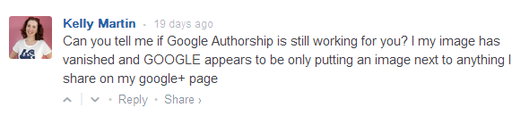 Question from blog reader on google authorship changes