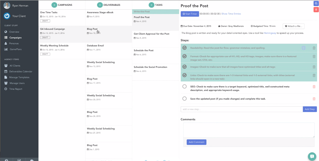 doinbound - screenshot showing Drill Down into campaign