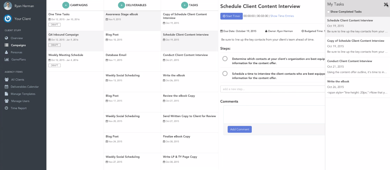 doinbound - screenshot showing My Task