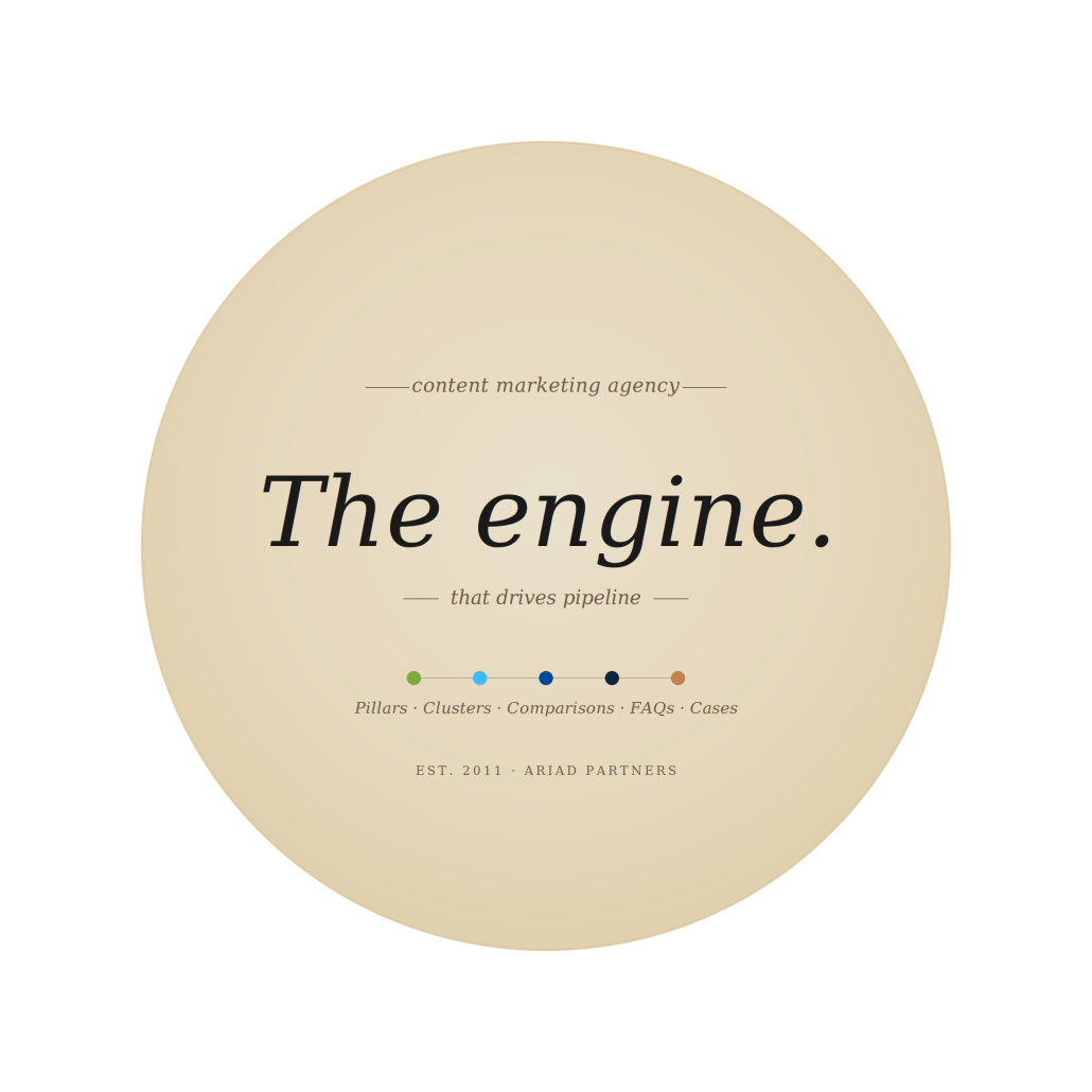 hero-circle-editorial Ariad Partners B2B content marketing agency hero illustration with the tagline The engine that drives pipeline